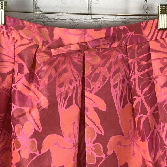 Asos Skirt size 14 US A-Line Pockets Floral Hibiscus Pink Lined Back Zipper - Picture 3 of 5